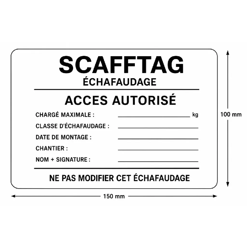 Carte Scafftag S1 - Pack 500 pcs