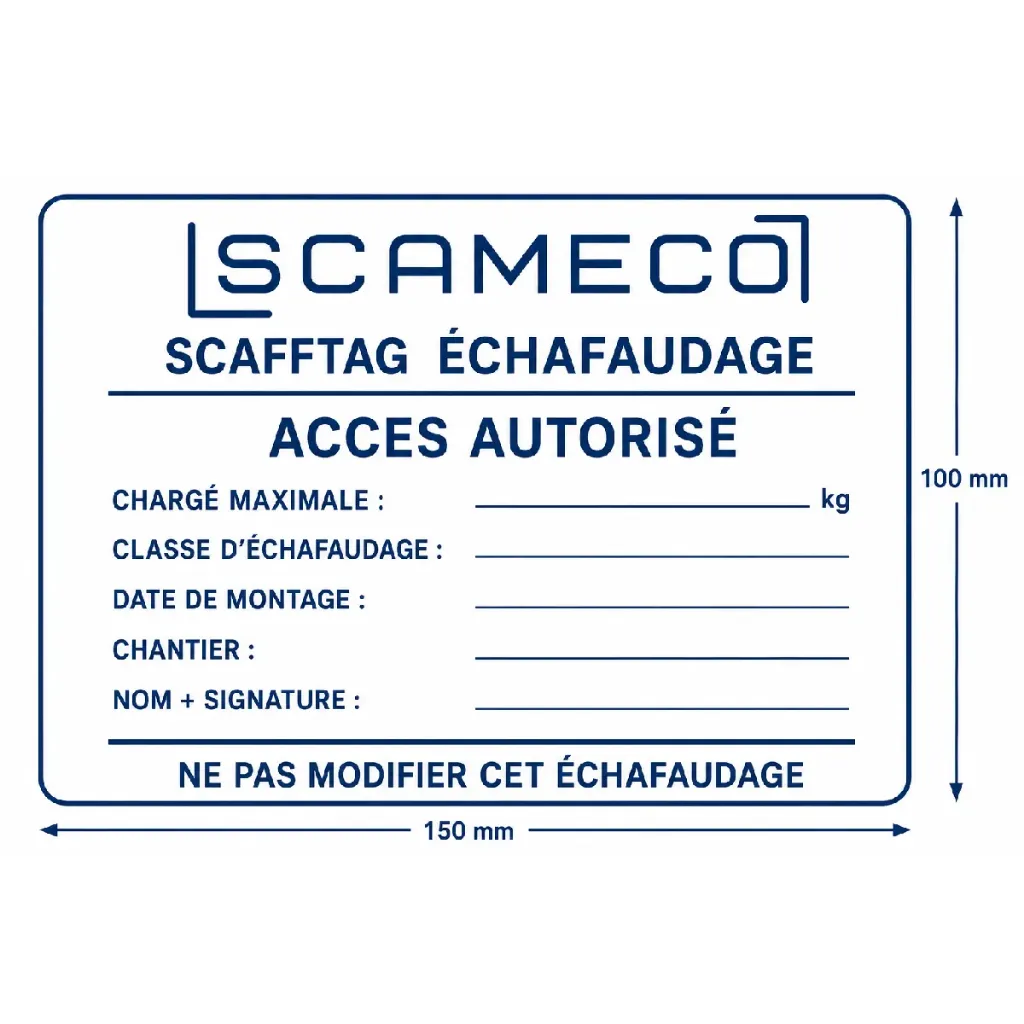 Carte Scafftag S1 Prémium - Pack 500 pcs