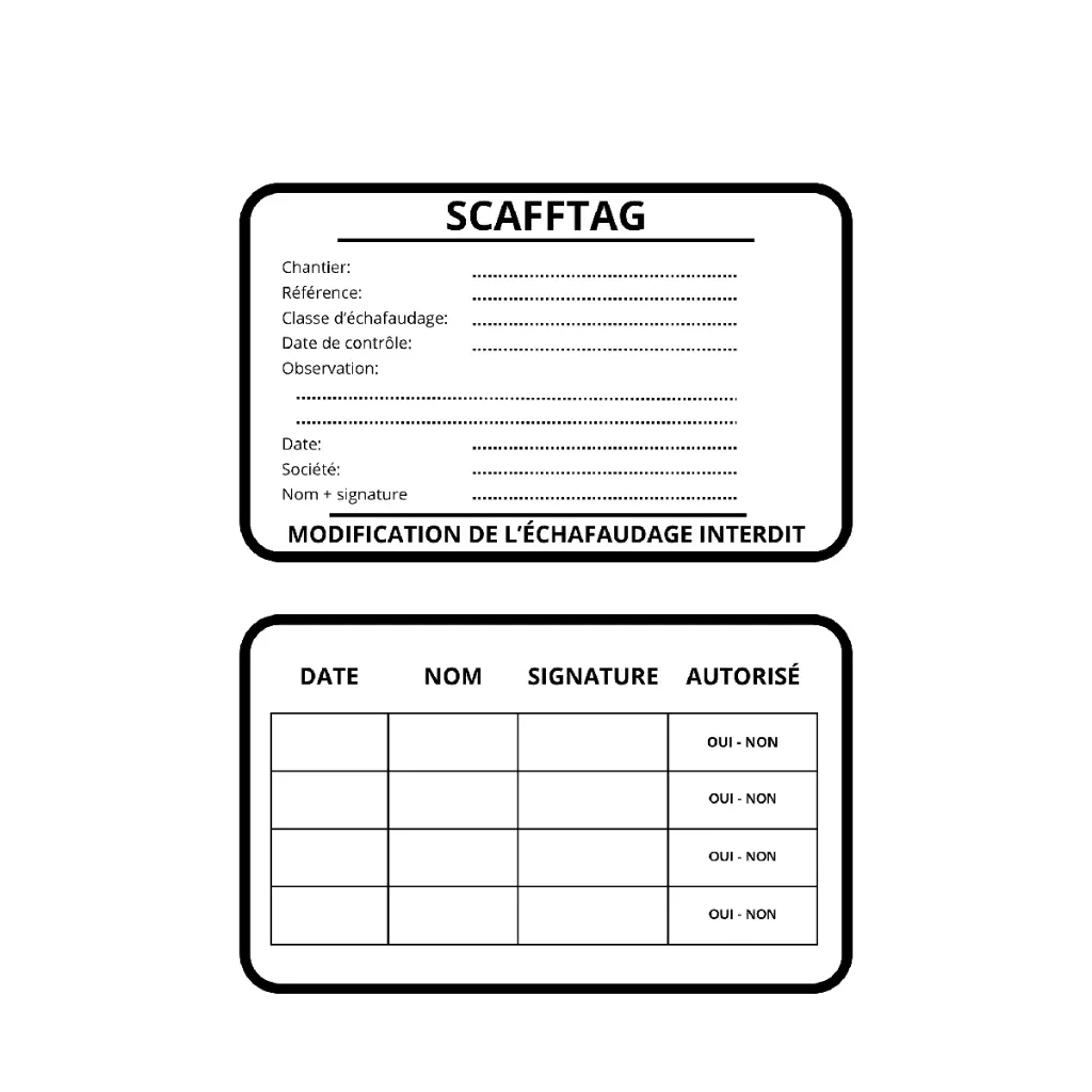 [MA710183] Carte Scafftag - Pack 100 pcs